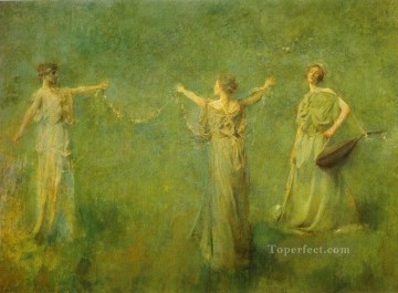 The Garland Tonalist Aestheticism Thomas Dewing Oil Paintings